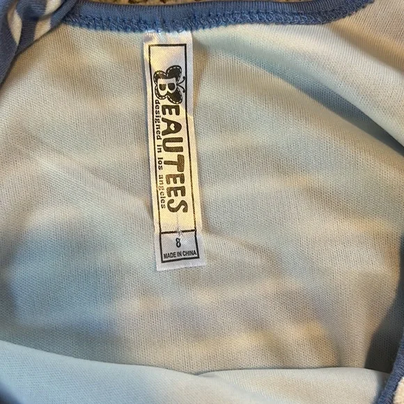 Beautees Blue and White Stripe Sleeveless Dress with Ruffle Hem Size 8 - Picture 6 of 8